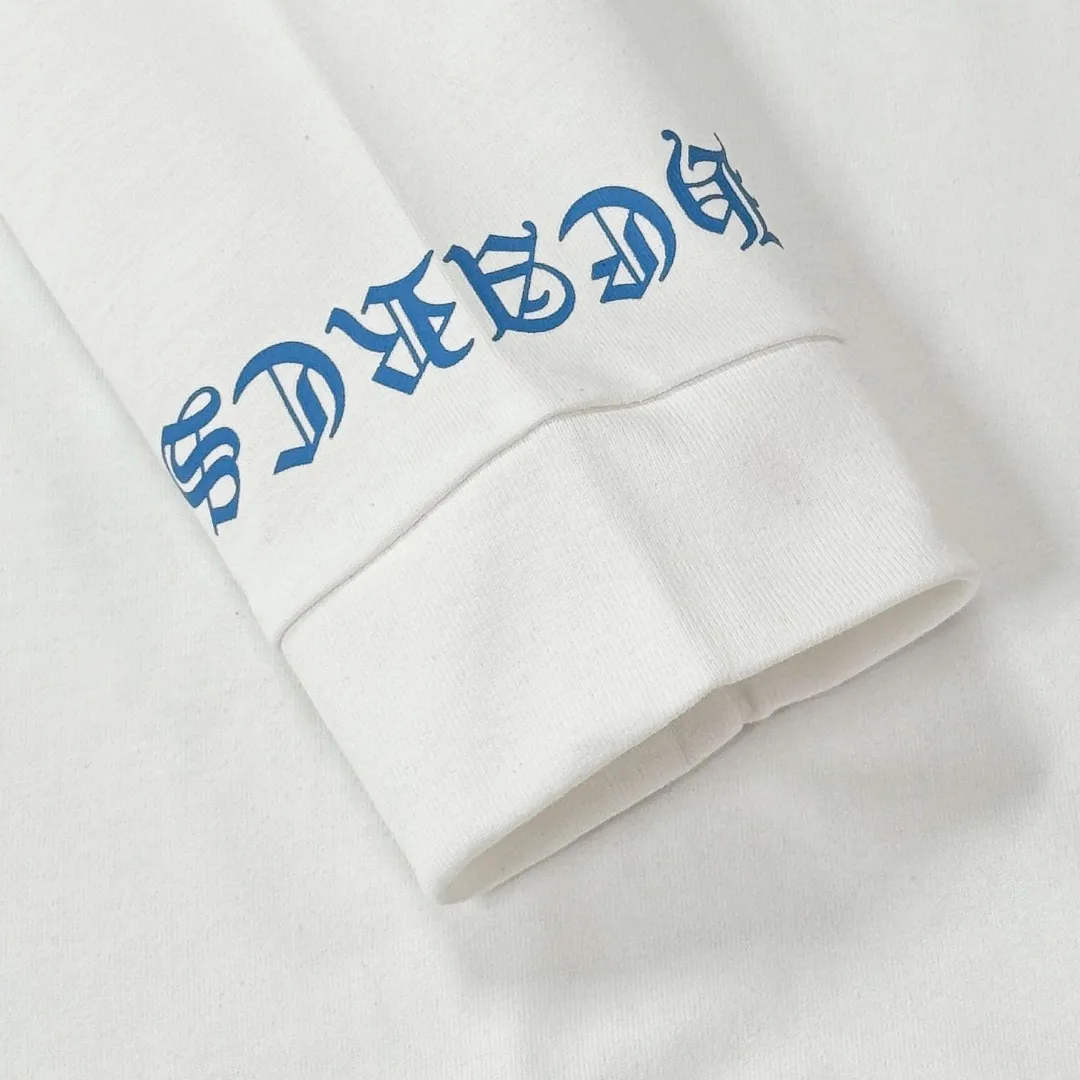 P190 Chrome Hearts 25 high-version long-sleeved fabrics made of 300 grams of high-density cotton, non-deformable, non-shrinking, complete with three labels, same style for men and women, process: digital printing, color: white, black SIZE: S-XL